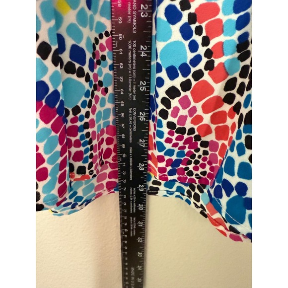 Investments II Womens Size 3X Long Sleeve Blouse Bright Colorful Mosaic Dots Top - Picture 7 of 9